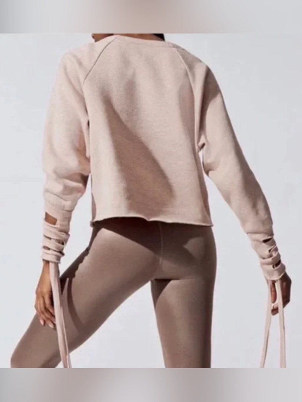Alo Yoga wrist tie cropped sweatshirt, size S